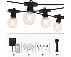 Latium IP65 Waterdicht Solar Lichtsnoer 10m Inclusief Afstandsbediening - Energiezuinig en Verlengbaar - Prikkabel - Lichtslinger Sfeerverlichting voor Buiten en Binnen - Warm Wit 2700K - 4 Extra LEDS