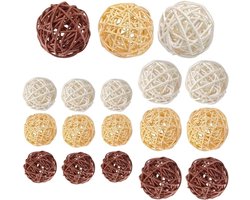 LATRAT 18 stuks decoratieve ballen, rotanballen, decoratieve ballen, wicker rotan ballen, bruiloft, tafeldecoratie, party, hangdecoratie, aromatherapie, geur, konijn, vogel, papegaai, kauwspeelgoed,
