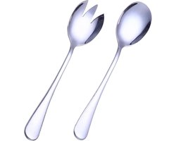 LATRAT 2 stuks slabestek, serveerbestek, lepel roestvrij staal, saladebestek, set van roestvrij staal, voor restaurants, hotel, party, buffet, zilver