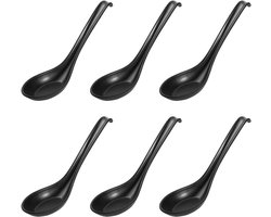 LATRAT 6 stuks melamine soeplepels Aziatische soeplepels, melaminelepels rijstlepel met lange steel voor Wonton Soba rijst Pho Ramen noedels