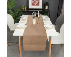 LATRAT Jute Canvas Tafelloper 20 cm x 10 m (Jute Genaaide Rand), Vintage Jute Tafelloper, Tafeldecoratie, voor Handwerk, Bruiloft, Feest, Festival