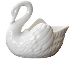 LATRAT Zwaan Keramische Planter Zwaan Bloempotten Dier Vetplanten Potten Mini Bloemenhouder, voor Binnen Thuis Kantoor Desktop Tuin Wit