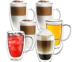 latte macchiato glazen - 450 ml - 2 stuks - Theeglazen - dubbelwandige glazen - latte macchiato glazen dubbelwandig - latte glazen - Koffieglazen - Cappuccino glazen