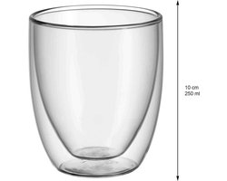 Latte Macchiato glazenset, 12-delig, latte glazen met lepel 280 ml & cult dubbelwandige cappuccino glazen, set 2-delig, dubbelwandige glazen 250 ml, zweefeffect, 2 stuks