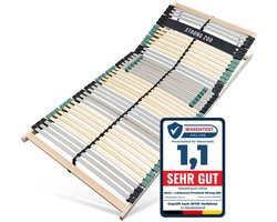 Lattenbodem 90 x 200 - Ergonomisch 7-zone bedbodem met stevig beukenhouten frame - 42 latten - Gemaakt in Duitsland - Zelf te monteren - Draagvermogen ca. 200kg - Flexibele veerhouten latten