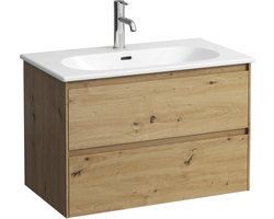 Laufen Lani wastafel pack slim m/meubel 80cm 2 lades wild oak