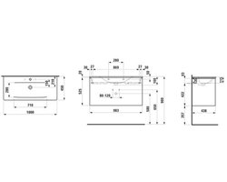 Laufen Palace - Kast met wastafel, 53x98x44 cm, 2 laden, mat wit H8617072601041