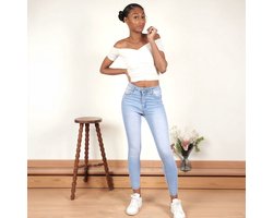 Laulia High Waist Jeans Dames - Lichtblauw - Maat S/36