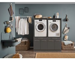 Laundry Duo Wasmachine kast - Wasmachine verhoger - Duo wasmachine meubel - Wasmachine en droger ombouw meubel - Antraciet - Hoogte 167 cm - Wasmachine ombouwkast