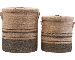 Laundry manden met deksel 50cm - set van 2