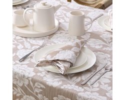 Laura Ashley Annaleigh - Jacquardtafelkleed, kreukvrij - voor diner, feest of banket - 152 x 259 cm, taupe