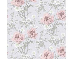 Laura Ashley Aurelie Behang - Bloemen - 10mx52cm - Grijs
