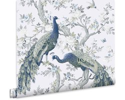 Laura Ashley Behang Belvedere - Dieren - 10mx52cm - Wit/Blauw