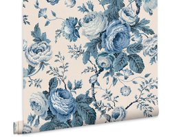 Laura Ashley Behang Uffington Roses - Bloemen - 10mx52cm - Blauw