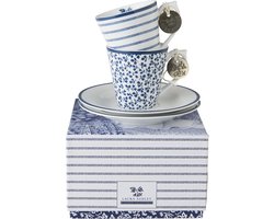Laura Ashley Blueprint Collectables 2 Kop en Schotels / Espresso kopjes - Geschenkset - 9 cl. - Porselein