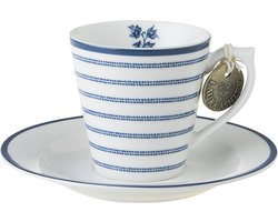 Laura Ashley Blueprint Collectables Espresso kopjes met schotel - Candy Stripe 9 cl.