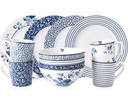 Laura Ashley Blueprint Collectables Serviesset 4 persoons - Servies - 12 Delig - Kerstservies porselein