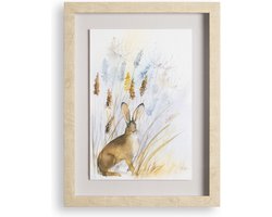 Laura Ashley Country Hare Poster in Lijst - Dieren - 40x30cm - Bruin