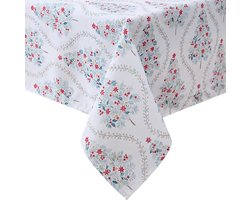 Laura Ashley Decoratief tafelkleed, kreuk- en vlekbestendig, morsbestendig, waterafstotend, onderhoudsvriendelijk, wasbaar polyesterweefsel voor eetkamer, keuken, vakantie en feest, 177,8 cm rond