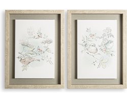 Laura Ashley Elderwood Canvas - Dieren - 2 stuks 40x30cm - Wit