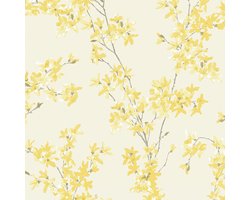 Laura Ashley Forstyhia Behang - Planten - 10mx52cm - Geel