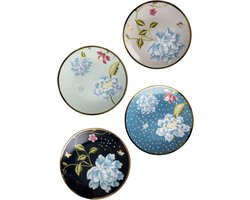 Laura Ashley Giftset 4 Petit Four bordjes - 12 cm Assorti - Gouden rand
