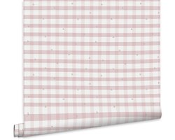 Laura Ashley Gingham Behang - Bloemen - 10mx52cm - Roze