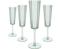 Laura Ashley Glass Collectables Champagneglazen set van 4 - Mondgeblazen - Groen - 21 cl.