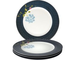 Laura Ashley Heritage Collectables Borden set van 4 - Dinerborden - Ø 26cm - Midnight Candy Stripe