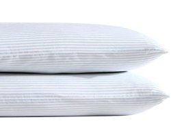 Laura Ashley Home - Standaard kussensloopset, ademend percal katoenen beddengoed, knapperig en koel woondecoratie (Ramona blauw, 2-delig) (USHSHC1226257)