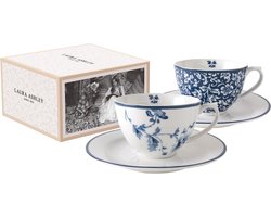 Laura Ashley Kop en schotel koffie set- Kopjes - Koffiekop en schotel - Theekopjes met schotel Giftset - 26 cl. - Blueprint