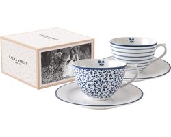 Laura Ashley Kop en schotel koffie set van 2- Kopjes - Koffiekop en schotel - Theekopjes met schotel - Giftset - 26 cl. Blueprint