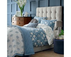 Laura Ashley Parterre Dekbedovertrek - Bloemen - Lits-Jumaux 230x220cm - Blauw