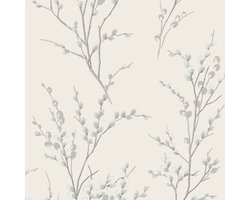 Laura Ashley Pussy Willow Behang - Planten - 10mx52cm - Beige
