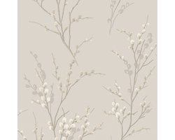 Laura Ashley Pussy Willow Behang - Planten - 10mx52cm - Beige