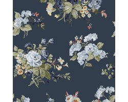 Laura Ashley Rosemore Behang - Bloemen - 10mx52cm - Blauw