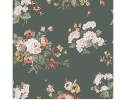Laura Ashley Rosemore Behang - Bloemen - 10mx52cm - Groen