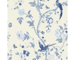 Laura Ashley Summer Palace Behang - Bloemen en Dieren - 10mx52cm - Blauw