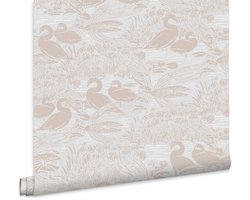 Laura Ashley Swans Behang - Dieren - 10mx52cm - Grijs