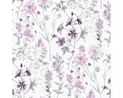 Laura Ashley Wild Meadow Behang - Bloemen - 10mx52cm - Paars