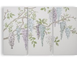 Laura Ashley Wisteria Garden Canvas - Bloemen - 3 stuks 60x90cm - Blauw