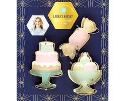 Laura's Bakery koekuitstekers feest - taart snoepje en sorbet ijs ijscoupe - goud kleur - met recept - koekvormpjes - uitsteekvormen