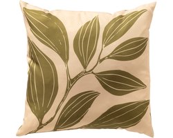 LAURENS - buitenkussen 45x45 cm - Semolina - beige, groen