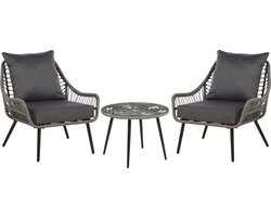 LAURETO - Bistroset voor 2 - Grijs - PE rotan