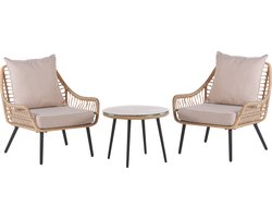 LAURETO - Bistroset voor 2 - Natuurlijk - PE rotan