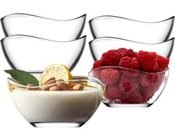 LAV Vira Glazen Kommen 310 ml (10 1/2 oz) Set van 6 Stuks | Live Comfy Dessert-ijskommen | Glazen Kommen voor Snacksaus | Kommen voor Salade en Voorgerechten | Glazen Kommenset voor Ontbijt | Stapelbare Kommenset, Vaatwasserbestendig