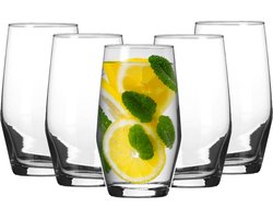 LAV Waterglazen tumblers Ella - transparant glas - 6x stuks - 500 ml - drinkglazen/sapglazen