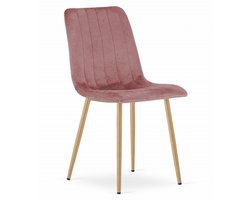 LAVA stoel - roze fluweel / houten poten x 1