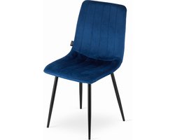 LAVA - Velvet eetkamerstoel - set van 4 eettafel stoelen - blauw