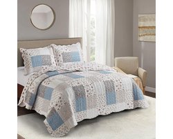 Lavandoux - Bedsprei - Quilt - Cottage Charm Patchwork - 160x220 - 1-persoon - Blauw